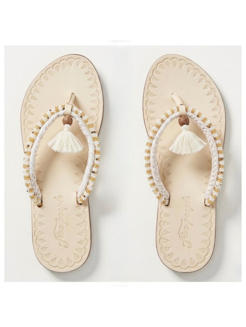 NIB Free People Beaded Tassel Sandals 10| Cottagecore Ethereal Boho Indie Sleaze - Picture 1 of 16